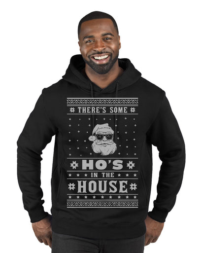 Theres Some Hos in the House Santa Ugly Christmas Sweater Premium Graphic Hoodie Sweatshirt