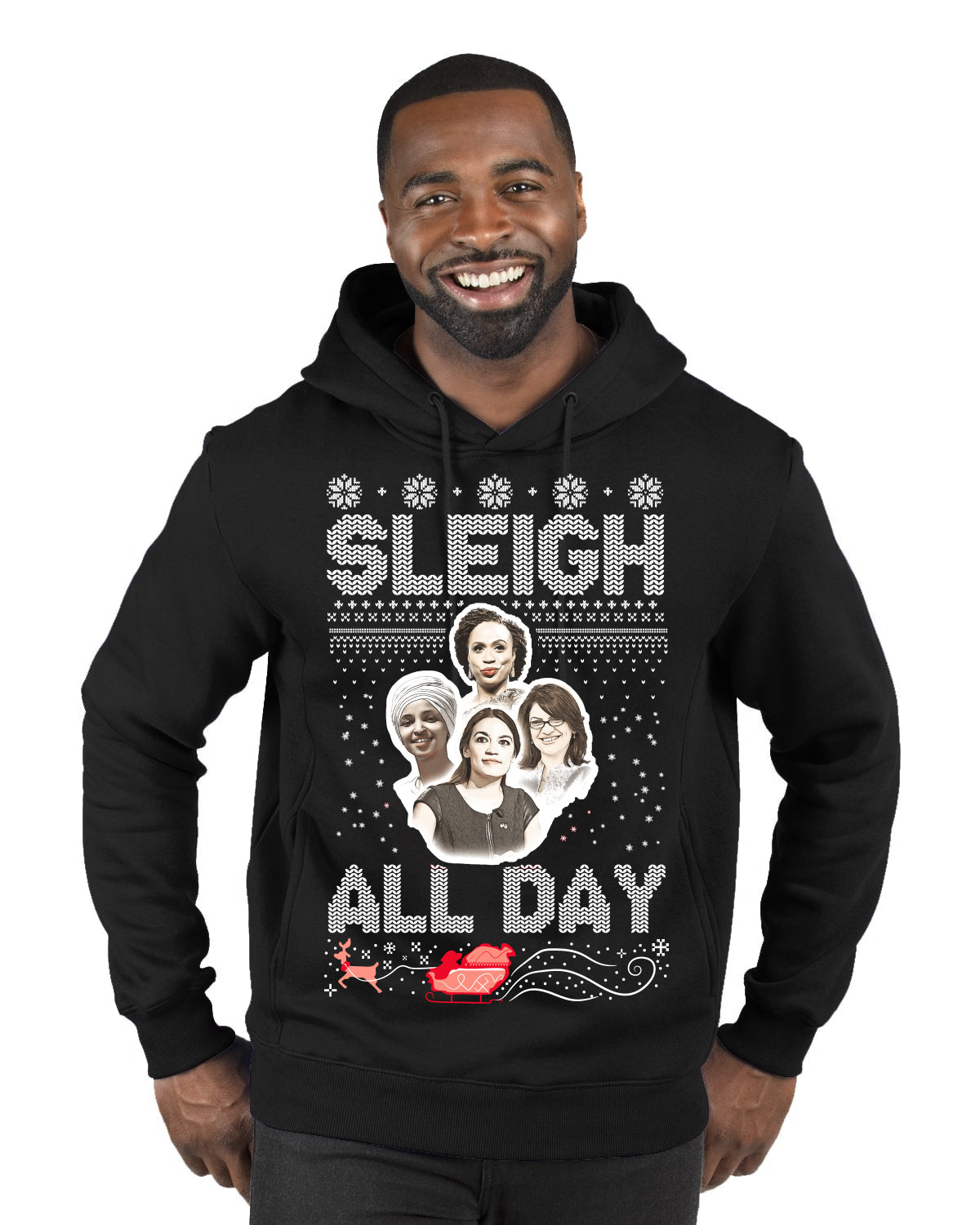AOC The Squad Congresswomen Sleigh All Day Xmas Ugly Christmas Sweater Premium Graphic Hoodie Sweatshirt