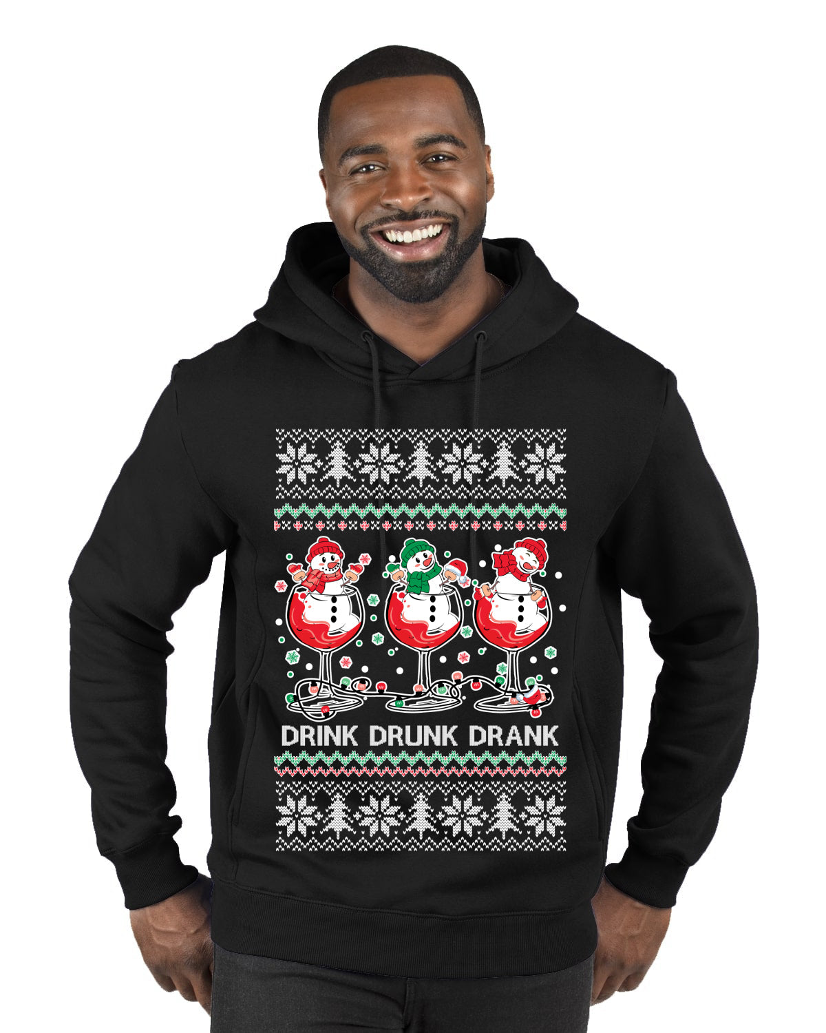 Holiday Spirits Drink Drank Drunk Snowmen Ugly Christmas Sweater Premium Graphic Hoodie Sweatshirt