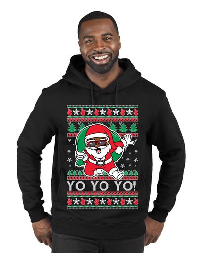 Yo Yo Yo Black Santa Ugly Christmas Sweater Premium Graphic Hoodie Sweatshirt