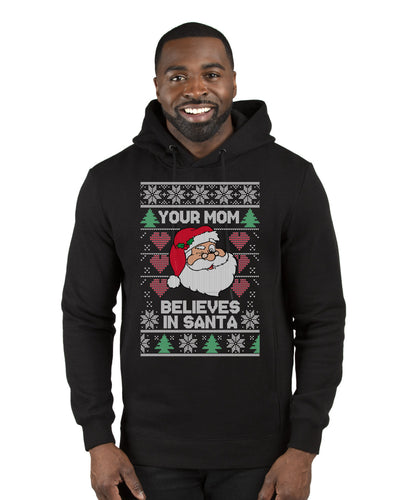 Your Mom Believes in Santa Christmas Premium Graphic Hoodie Sweatshirt