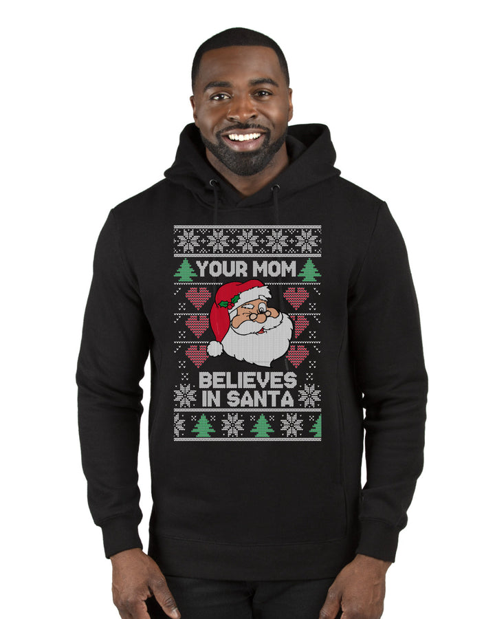 Your Mom Believes in Santa Christmas Premium Graphic Hoodie Sweatshirt