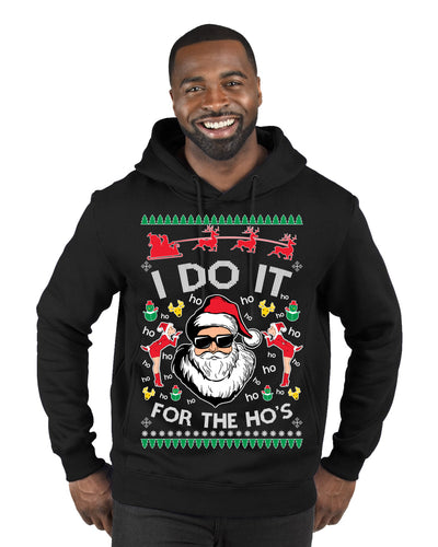 I Do It for the Hos Funny Santa Claus Ugly Christmas Sweater Premium Graphic Hoodie Sweatshirt