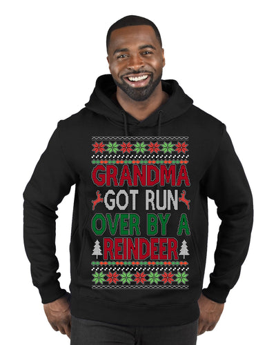 Grandma Got Ran Over by a Reindeer | Classic Xmas Song Holiday Movie Quote Ugly Christmas Sweater Premium Graphic Hoodie Sweatshirt