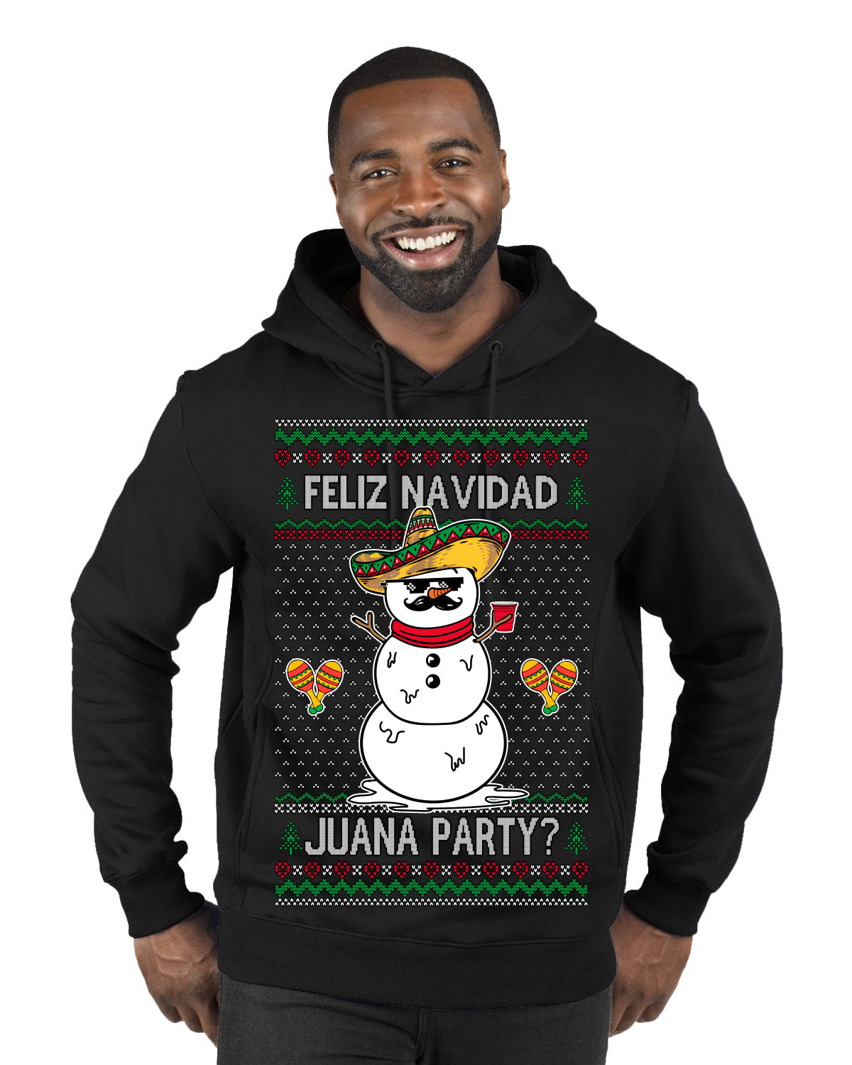 Feliz Navidad Juana Party Funny Spanish Drinking Cerveza Ugly Christmas Sweater Premium Graphic Hoodie Sweatshirt