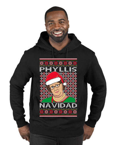 Office Phyllis Navidad Happy Holiday Ugly Christmas Sweater Premium Graphic Hoodie Sweatshirt