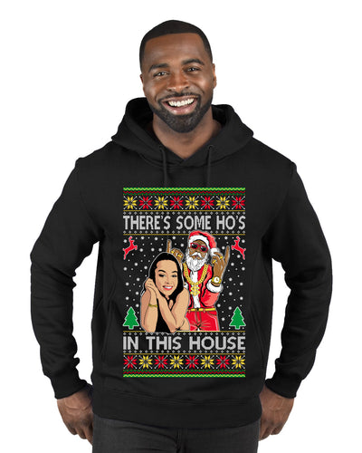 Santa the Plug Hos In This House  Ugly Christmas Sweater Premium Graphic Hoodie Sweatshirt