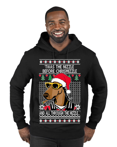 Twas The Nizzle Before Chrismizzle Gangster Dogg Rapper Ugly Christmas Sweater Premium Graphic Hoodie Sweatshirt