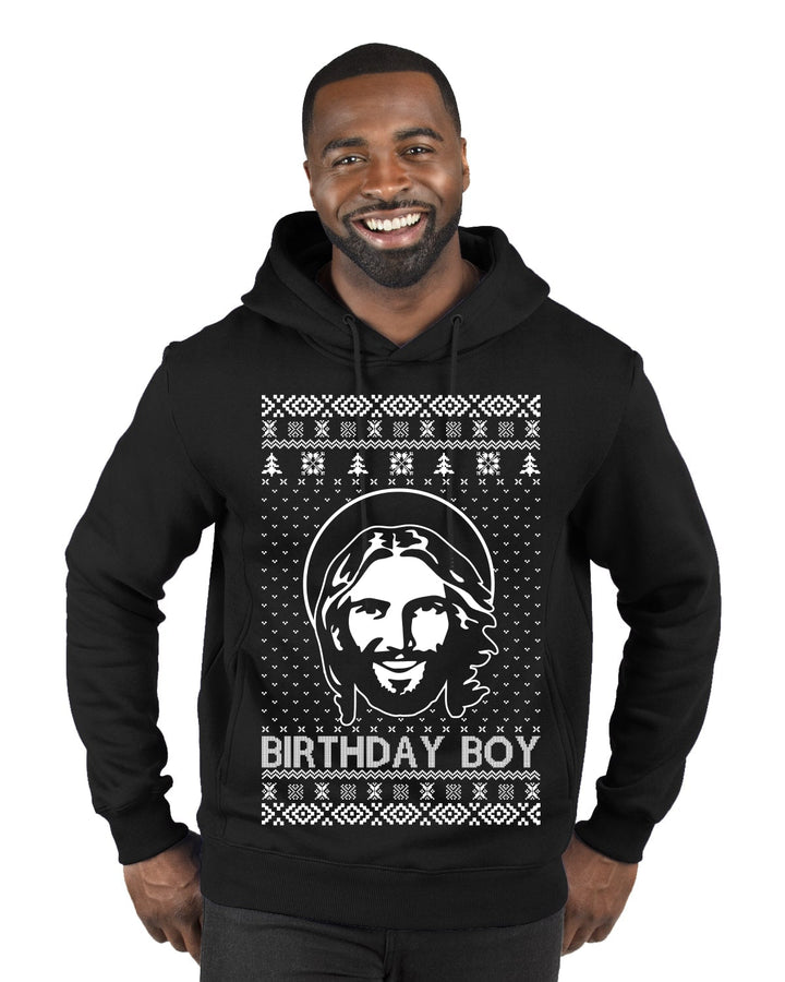 Birthday Boy Jesus Christ Ugly Christmas Sweater Premium Graphic Hoodie Sweatshirt