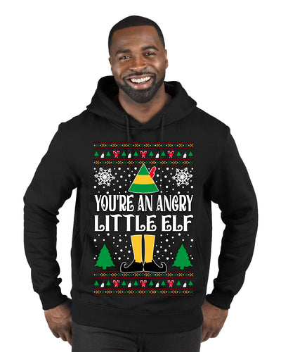 You're An Angry Little Elf Christmas Movie Quote  Ugly Christmas Sweater Premium Graphic Hoodie Sweatshirt