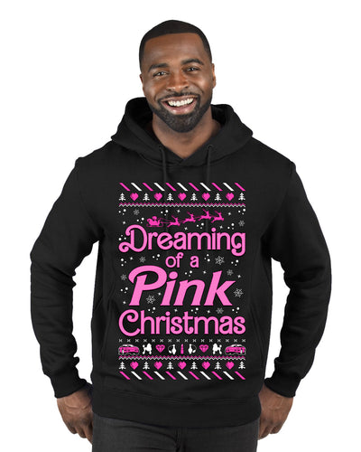 Dreaming Of A Pink Chirstmas Girly Woman Movie Party Ugly Christmas Sweater Premium Graphic Hoodie Sweatshirt