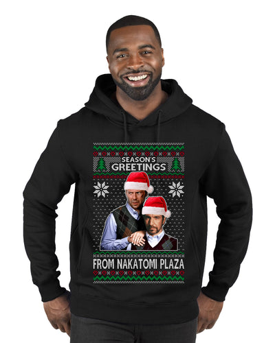 Season's Greeting From Nakatomi Plaza Ugly Christmas Sweater Premium Graphic Hoodie Sweatshirt