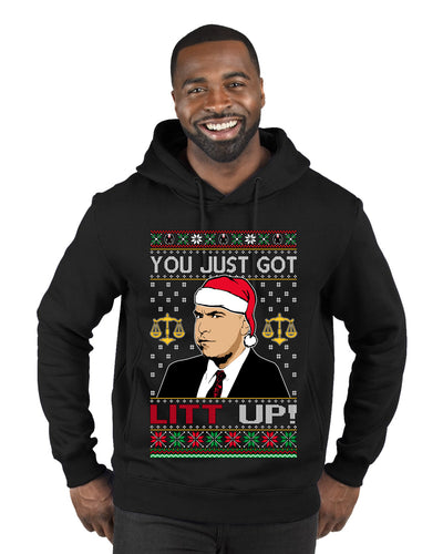 Just Got Litt Up Louis Tv Show Parody Ugly Christmas Sweater Premium Graphic Hoodie Sweatshirt