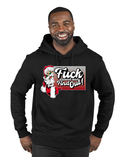 F Around And Find Out Santa Sign Ugly Christmas Sweater Premium Graphic Hoodie Sweatshirt