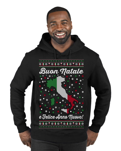 Buon Natale e Felice Anno Nuovo! Merry Christmas and Happy New Year Ugly Christmas Sweater Premium Graphic Hoodie Sweatshirt