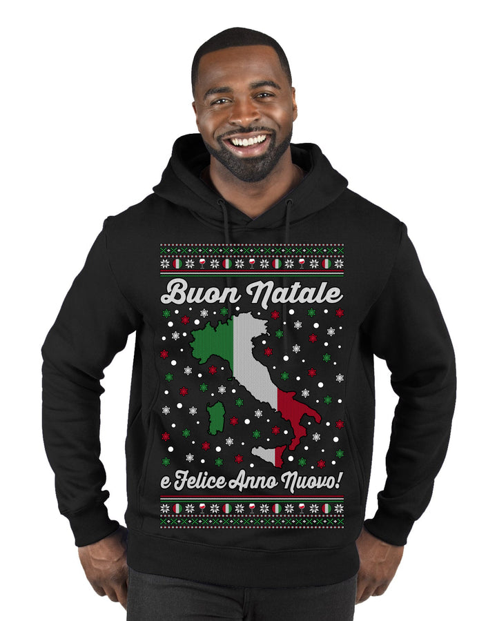 Buon Natale e Felice Anno Nuovo! Merry Christmas and Happy New Year Ugly Christmas Sweater Premium Graphic Hoodie Sweatshirt