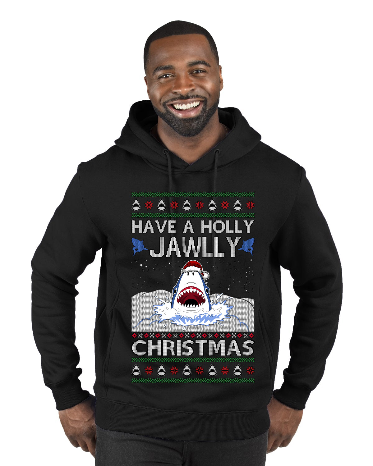 Have a Holly Jawlly Christmas, Cute Shark, Ugly Christmas Sweater Premium Graphic Hoodie Sweatshirt