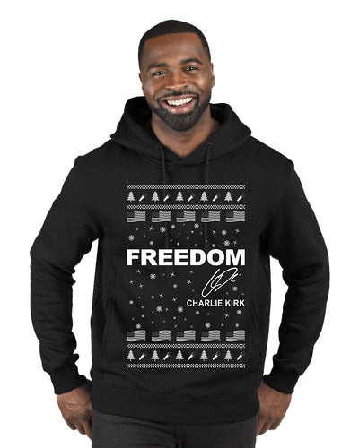 Freedom, Charlie Kirk Political Activist, Right Wing, Ugly Christmas Sweater Premium Graphic Hoodie Sweatshirt