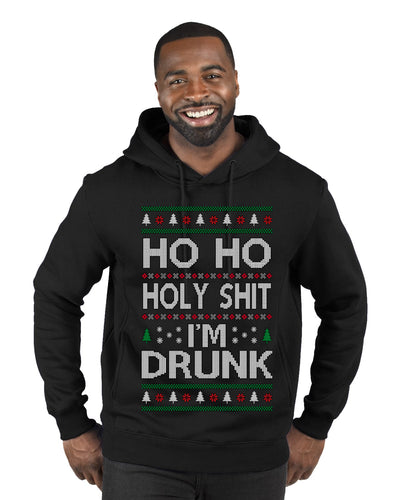 Ho Ho I'm Drunk, Funny Humor Christmas Unisex Sweater, Ugly Christmas Sweater Premium Graphic Hoodie Sweatshirt