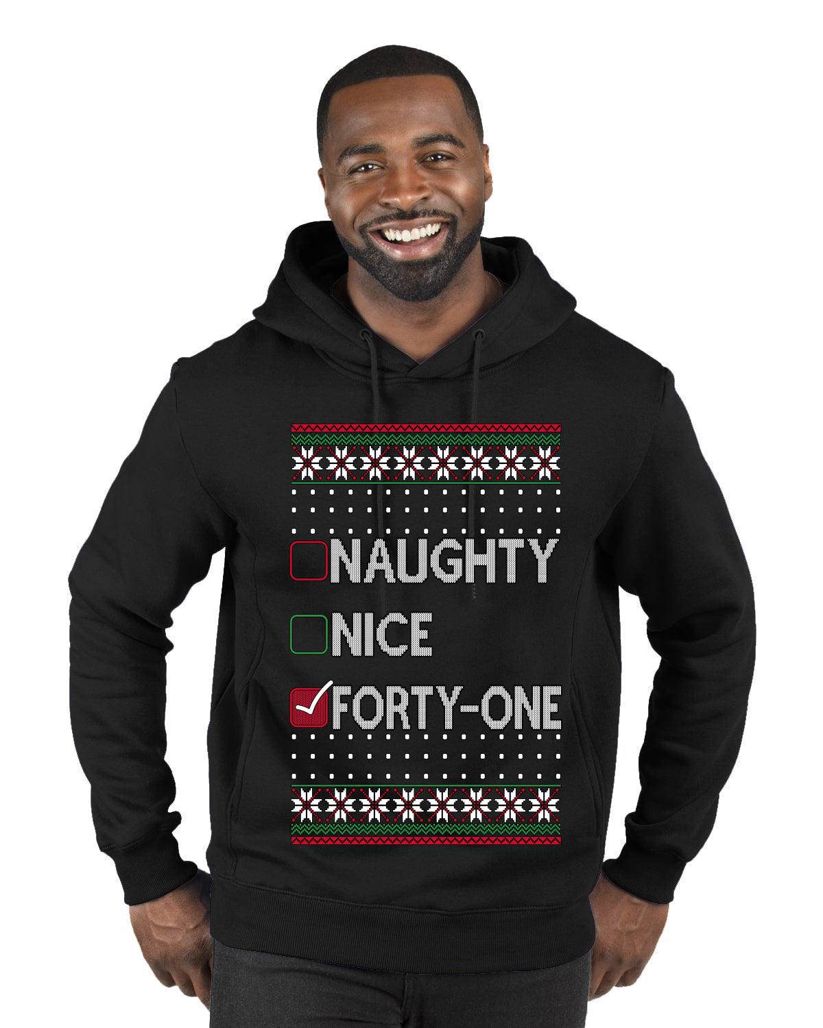 Naughty Nice 41, Simple List, Ugly Christmas Unisex Sweater, Funny Meme, Ugly Christmas Sweater Premium Graphic Hoodie Sweatshirt