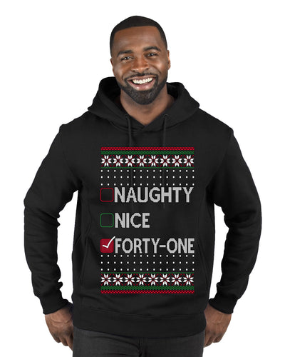 Naughty Nice 41, Simple List, Ugly Christmas Unisex Sweater, Funny Meme, Ugly Christmas Sweater Premium Graphic Hoodie Sweatshirt