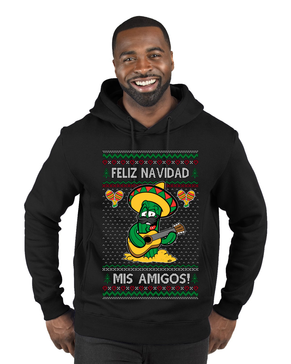 Feliz Navidad Mis Amigos!, Ugly Christmas Sweater Premium Graphic Hoodie Sweatshirt