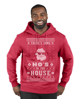 Theres Some Hos in the House Santa Ugly Christmas Sweater Premium Graphic Hoodie Sweatshirt
