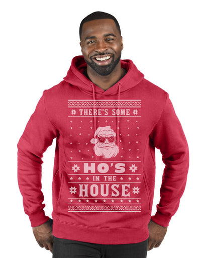 Theres Some Hos in the House Santa Ugly Christmas Sweater Premium Graphic Hoodie Sweatshirt