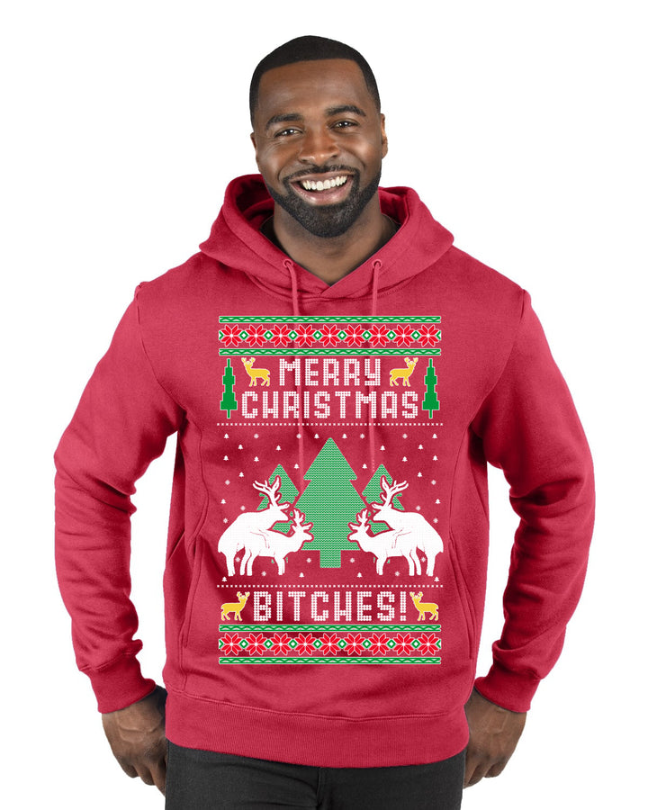 Merry Christmas Bitches Ugly Christmas Sweater Premium Graphic Hoodie Sweatshirt