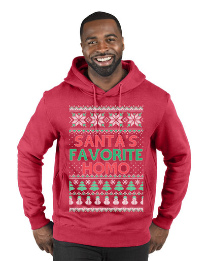 Santa's Favorite Homo Ugly Christmas Sweater Premium Graphic Hoodie Sweatshirt