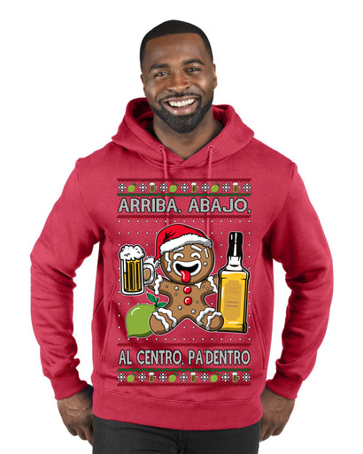 Arriba Abajo Al Centro Pa'Dentro Cheers to Health Salud Ugly Christmas Sweater Premium Graphic Hoodie Sweatshirt