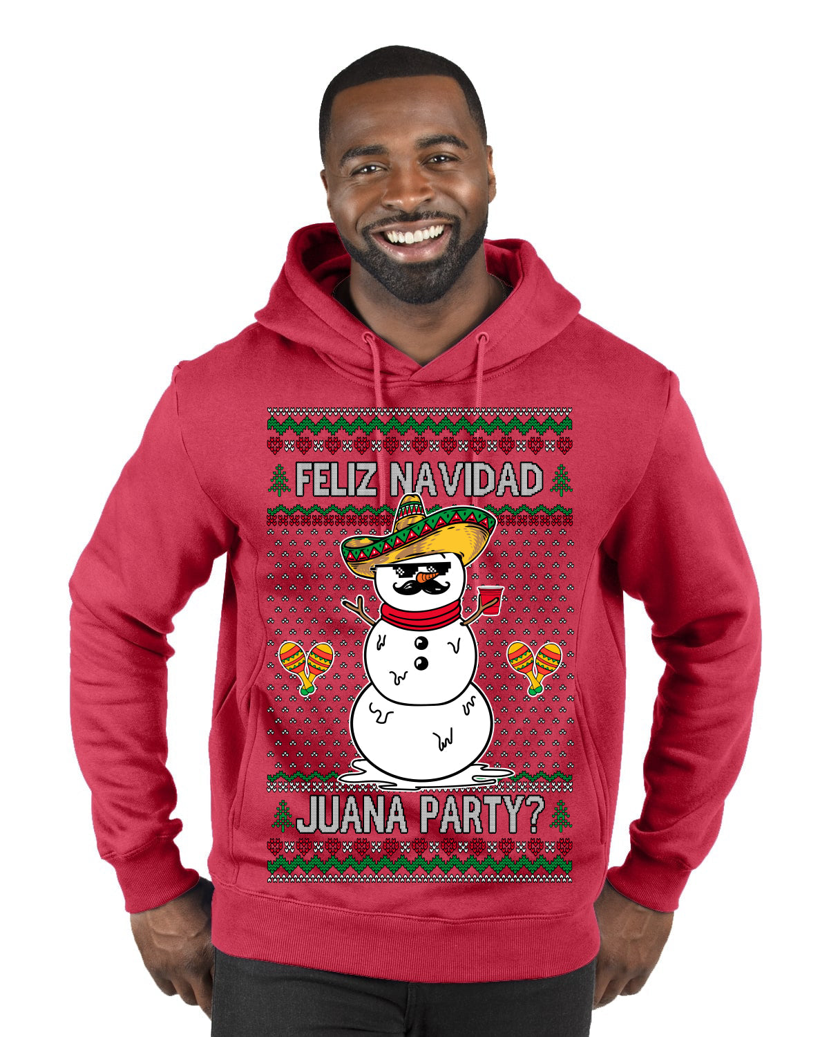 Feliz Navidad Juana Party Funny Spanish Drinking Cerveza Ugly Christmas Sweater Premium Graphic Hoodie Sweatshirt