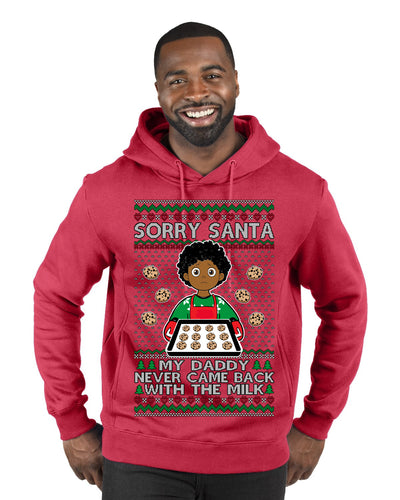 Sorry Santa Dad Never Came Back With Milk, Other Kid, Funny Viral Daddy Left Sad Kid Meme Ugly Christmas Sweater Premium Graphic Hoodie Sweatshirt