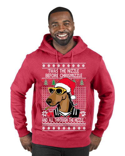 Twas The Nizzle Before Chrismizzle Gangster Dogg Rapper Ugly Christmas Sweater Premium Graphic Hoodie Sweatshirt