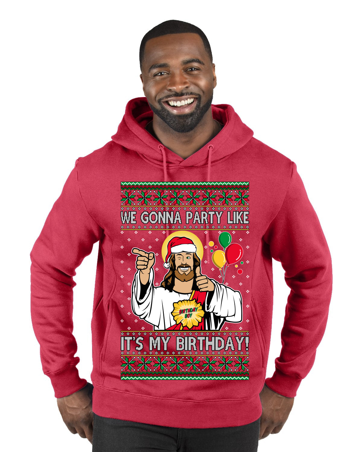 Gonna Party Like It's My Birthday Jesus Ugly Christmas Sweater Premium Graphic Hoodie Sweatshirt