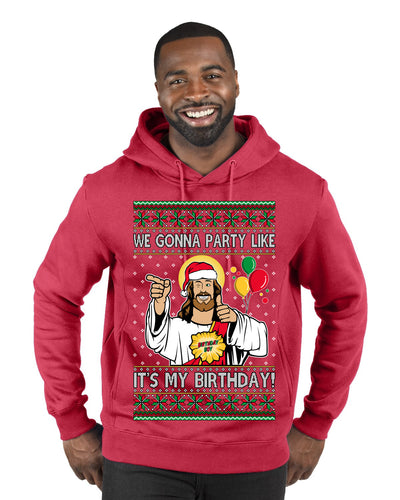 Gonna Party Like It's My Birthday Jesus Ugly Christmas Sweater Premium Graphic Hoodie Sweatshirt
