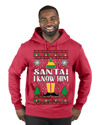 Santa! I Know Him Christmas Movie Quote  Ugly Christmas Sweater Premium Graphic Hoodie Sweatshirt
