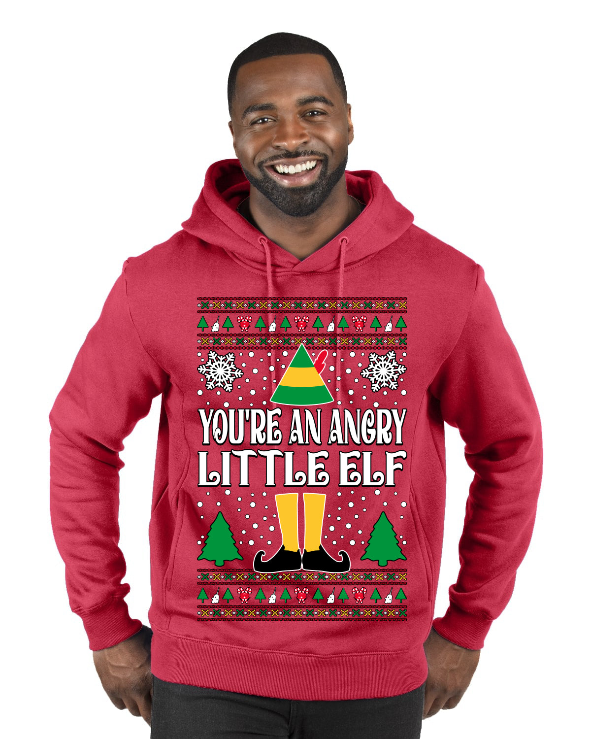You're An Angry Little Elf Christmas Movie Quote  Ugly Christmas Sweater Premium Graphic Hoodie Sweatshirt