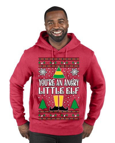 You're An Angry Little Elf Christmas Movie Quote  Ugly Christmas Sweater Premium Graphic Hoodie Sweatshirt