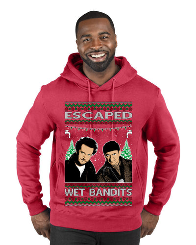 Escaped Bandits Classic Home Holiday Movie Ugly Christmas Sweater Premium Graphic Hoodie Sweatshirt