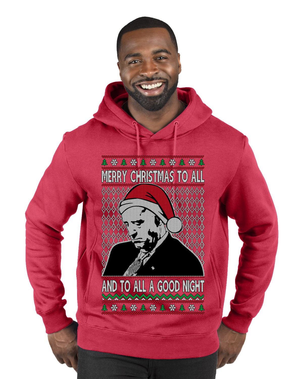 Sleepy Joe Merry Xmas To All And All A Good Night Ugly Christmas Sweater Premium Graphic Hoodie Sweatshirt