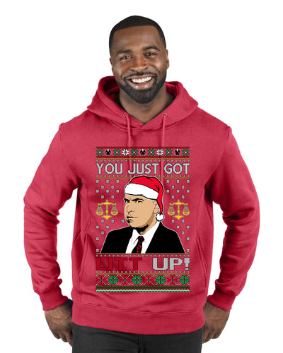 Just Got Litt Up Louis Tv Show Parody Ugly Christmas Sweater Premium Graphic Hoodie Sweatshirt