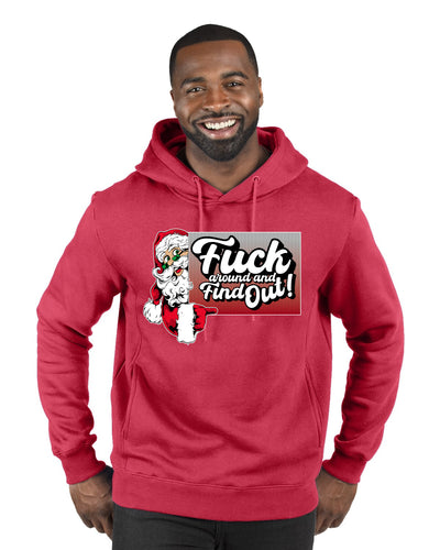 F Around And Find Out Santa Sign Ugly Christmas Sweater Premium Graphic Hoodie Sweatshirt