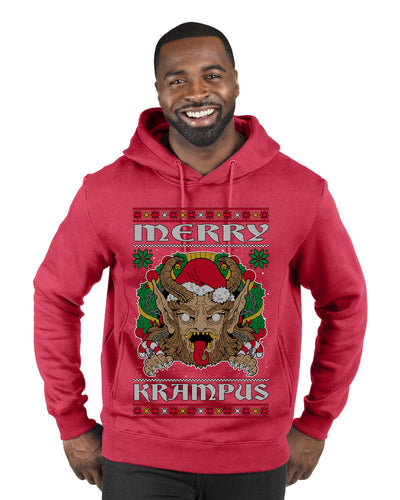 Merry Krampus Santa Folklore Figure Horror Ugly Christmas Sweater Premium Graphic Hoodie Sweatshirt