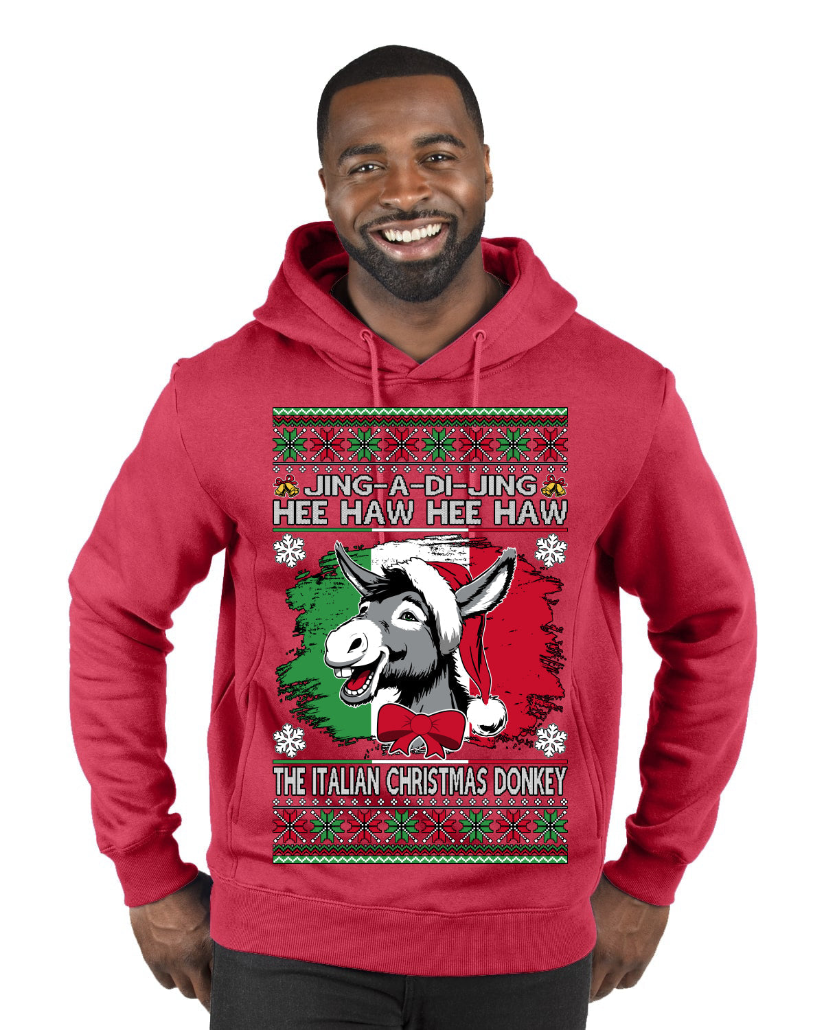 Jing a Di Jing Dominick the Italian Christmas Donkey Ugly Christmas Sweater Premium Graphic Hoodie Sweatshirt