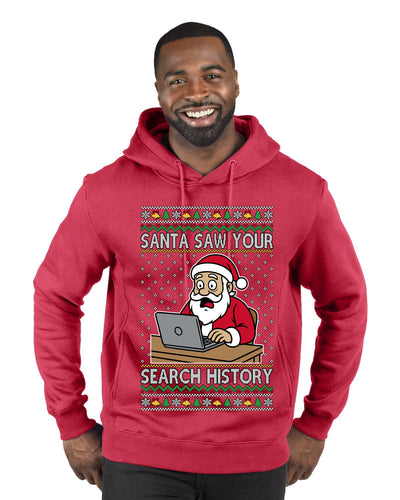 Santa Saw Your Search History, Funny Internet Humor, Ugly Christmas Sweater Premium Graphic Hoodie Sweatshirt