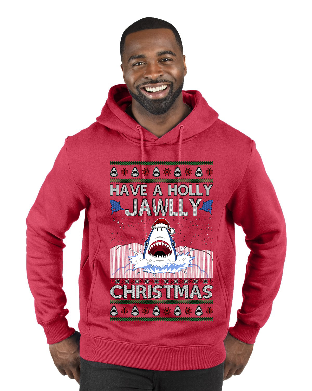 Have a Holly Jawlly Christmas, Cute Shark, Ugly Christmas Sweater Premium Graphic Hoodie Sweatshirt