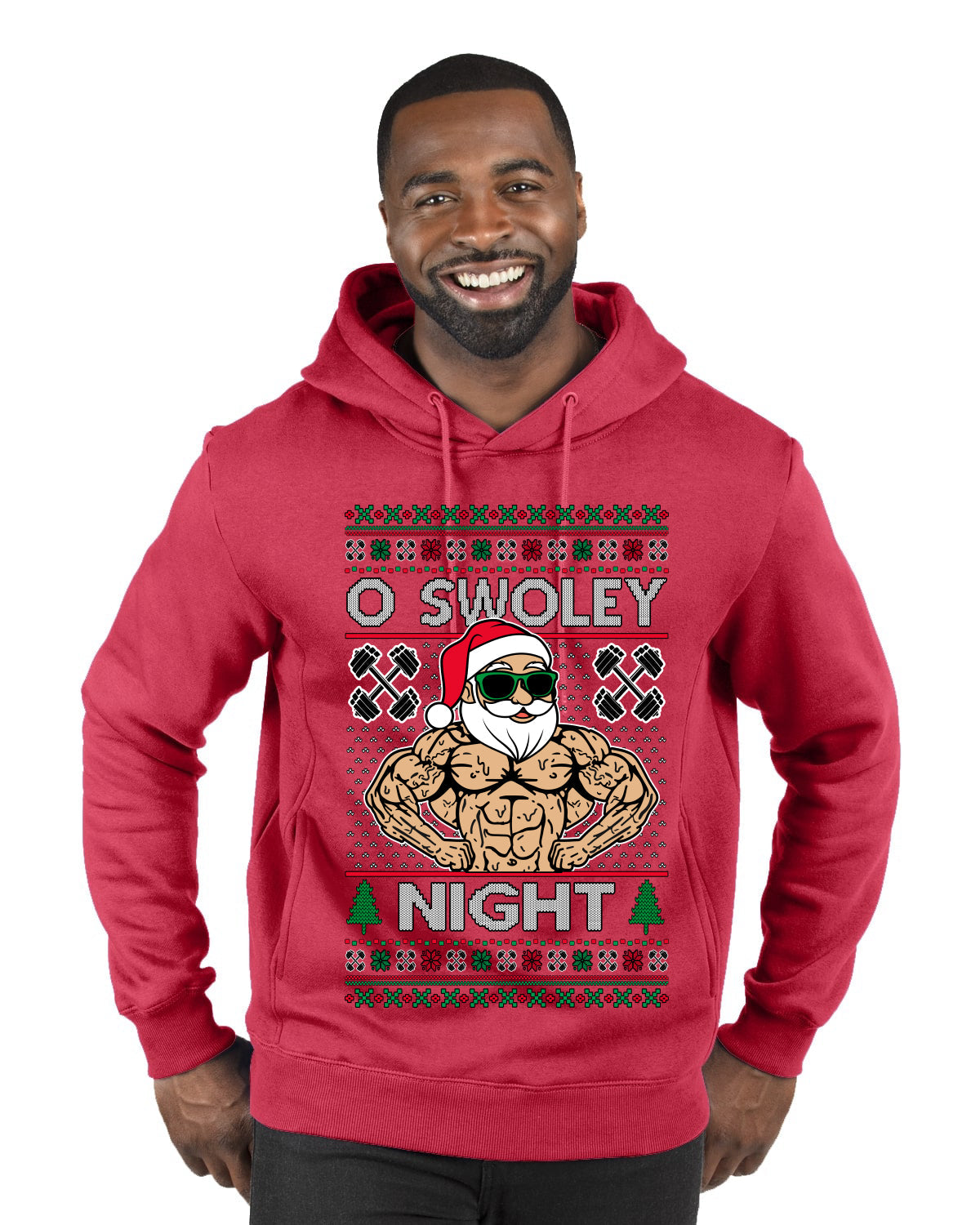 O Swoley Night, Exercise and Fitness Enthusiast, Ugly Christmas Sweater Premium Graphic Hoodie Sweatshirt