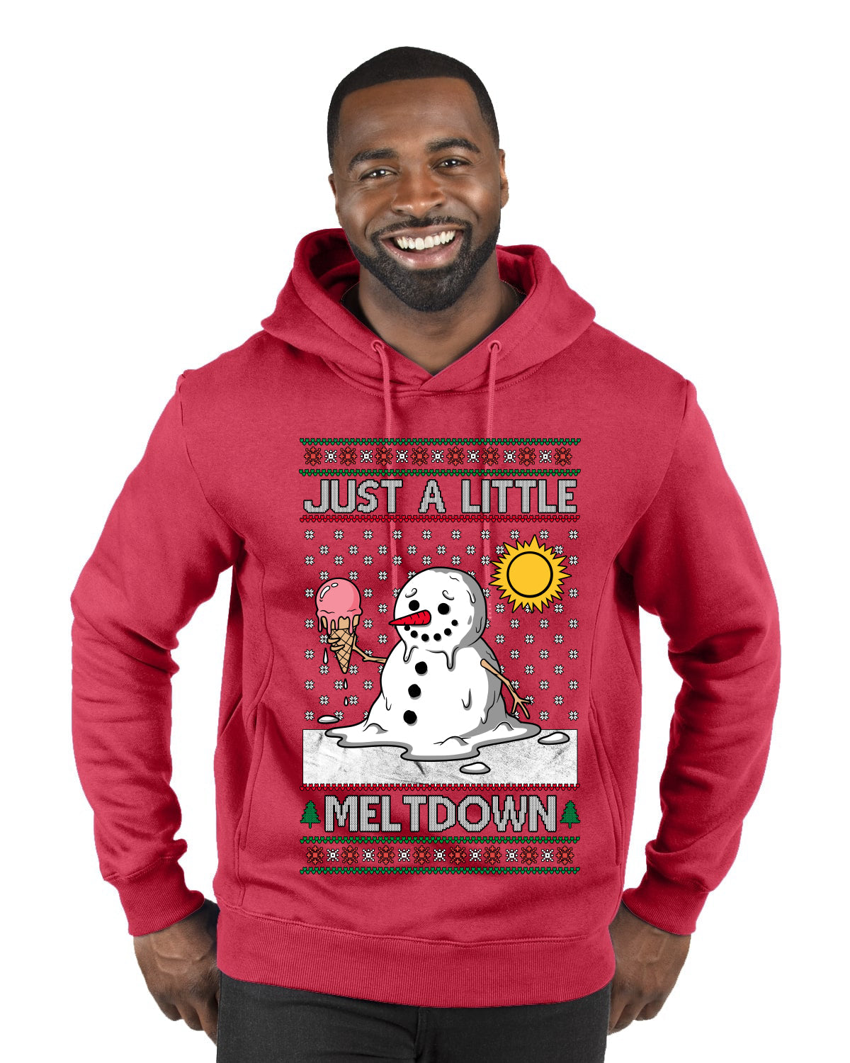Just A Little Meltdown, Ugly Christmas Sweater Premium Graphic Hoodie Sweatshirt