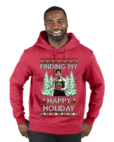 Finding My Happy Holiday, Ugly Christmas Sweater Premium Graphic Hoodie Sweatshirt